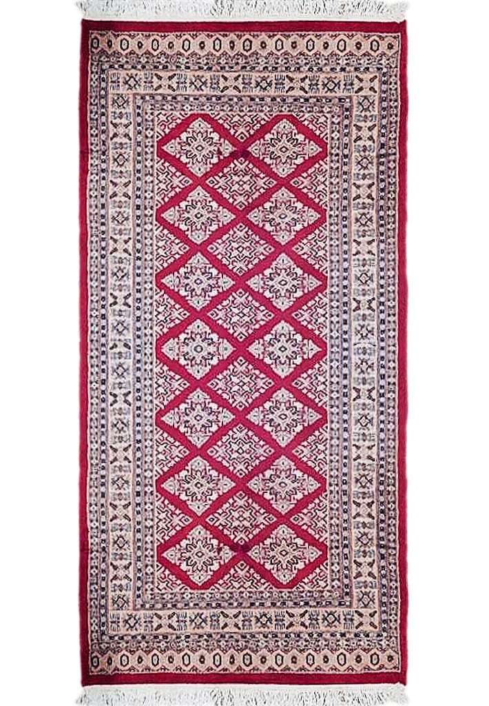 3'1" x 5'1" Red Hand-Knotted Jaldar Bokhara Area Rug: 3'1" x 5'1" Red Hand-Knotted Jaldar Bokhara Area Rug Free continental US Shipping Elevate your living space with this exquisite 3.1 x 5.1 Red Jaldar Hand-knotted Bokhara Pattern Area Rug. This luxurio