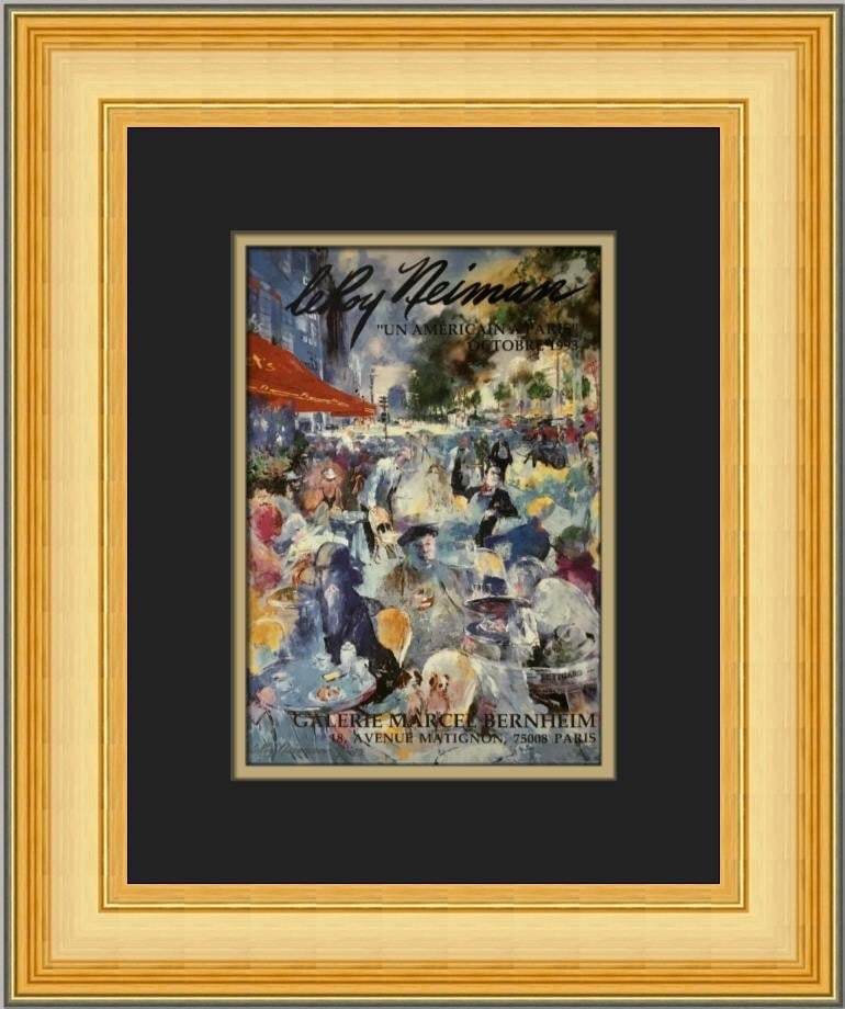 LeRoy Neiman Galerie Marcel Bernheim Custom Framed Print 17x14 Expressionism Art: LeRoy Neiman Galerie Marcel Bernheim Custom Framed Print 17x14 Expressionism Art This stunning custom framed print by renowned artist LeRoy Neiman captures the essence of expressionism. Titled 'Galeri