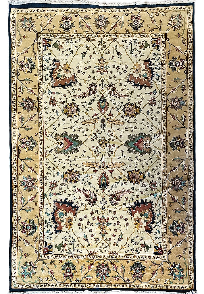 Vibrant 11.8 x 18.7 Hand-Knotted Agra Rug Oushak Design: Vibrant 11.8 x 18.7 Hand-Knotted Agra Rug Oushak Design Free continental US Shipping Introducing the exquisite 11.8 x 18.7 Colorful Quality Agra Rug, a stunning blend of elegance and vibrancy. Drawing
