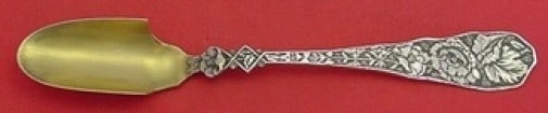 Durgin Bouquet Sterling Silver Cheese Scoop Gold Washed 8 1/8 Vintage: Durgin Bouquet Sterling Silver Cheese Scoop Gold Washed 8 1/8 Vintage Enhance your serving experience with this exquisite cheese scoop from Durgin's Bouquet pattern. Crafted from sterling silver and g