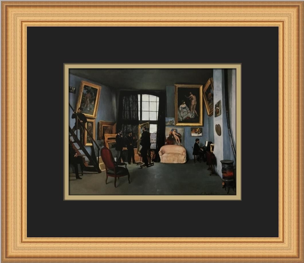 Frederic Bazille The Artist's Studio Custom Framed Print 12x14: Frederic Bazille The Artist's Studio Custom Framed Print 12x14 This stunning custom framed print features Frederic Bazille's iconic work, "The Artist's Studio on the Rue La Condamine." Measuring 12 in