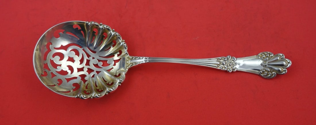 Watson Olympia Sterling Silver Fancy Pea Spoon 8.5": Watson Olympia Sterling Silver Fancy Pea Spoon 8.5" Enhance your dining experience with this exquisite Olympia by Watson Sterling Silver Pea Spoon. This serving spoon features a fancy design and measu
