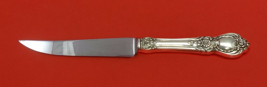 Oneida Stanton Hall Sterling Silver Steak Knife Custom 8.5 Inch Serrated Blade: Oneida Stanton Hall Sterling Silver Steak Knife Custom 8.5 Inch Serrated Blade This exquisite steak knife features the elegant Stanton Hall pattern by Oneida. Crafted from sterling silver, it boasts a