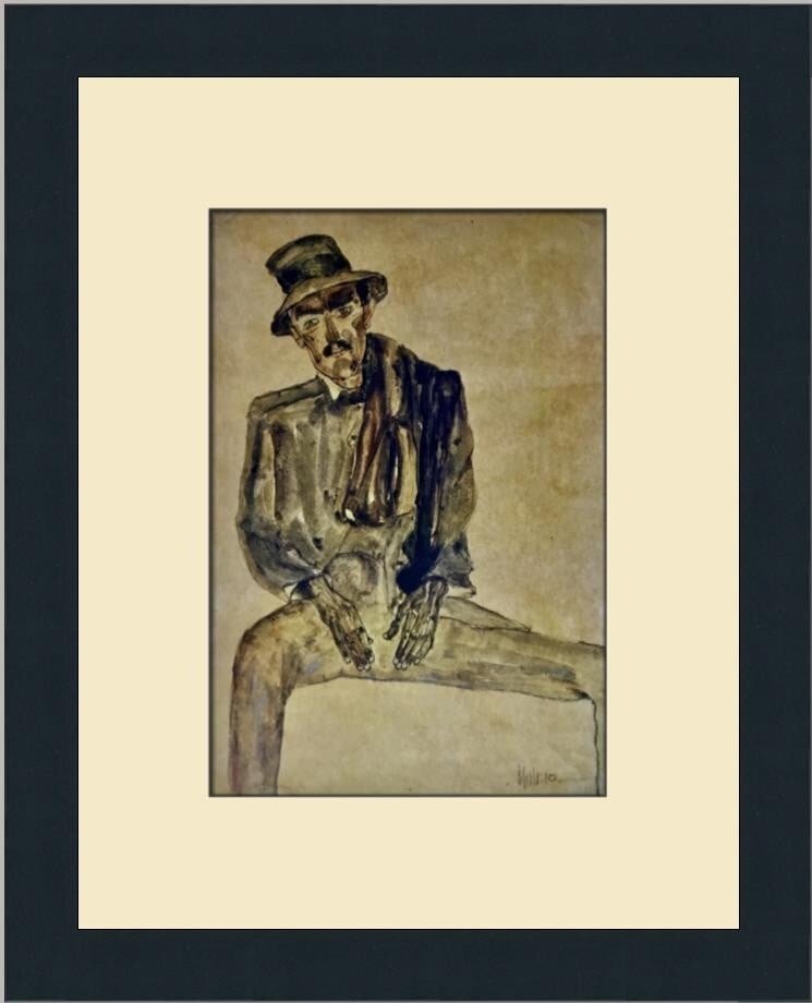 Egon Schiele Anton Peschka Custom Framed Surrealist Print 15 x 12: Egon Schiele Anton Peschka Custom Framed Surrealist Print 15 x 12 This stunning custom framed print features the artwork "Anton Peschka" by renowned artist Egon Schiele, created in 1976. The print sho