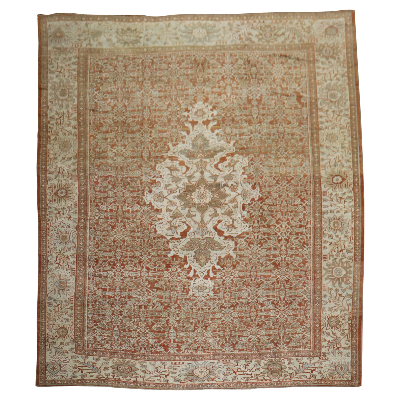 Antique Persian Mahal Sultanabad Square Hand-Knotted Wool Rug 11'2 x 12'4: Antique Persian Mahal Sultanabad Square Hand-Knotted Wool Rug 11'2 x 12'4 This exquisite oversized square antique Persian Mahal Sultanabad rug features a stunning design, perfect for enhancing your li