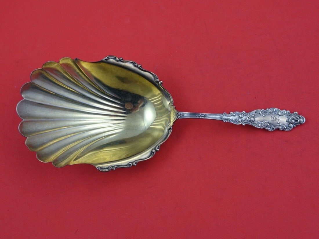 Gorham Luxembourg Sterling Silver Cracker Scoop 8 Inch Gold Washed: Gorham Luxembourg Sterling Silver Cracker Scoop 8 Inch Gold Washed This exquisite cracker scoop from the Luxembourg pattern by Gorham is crafted from sterling silver and measures 8 inches in length. D