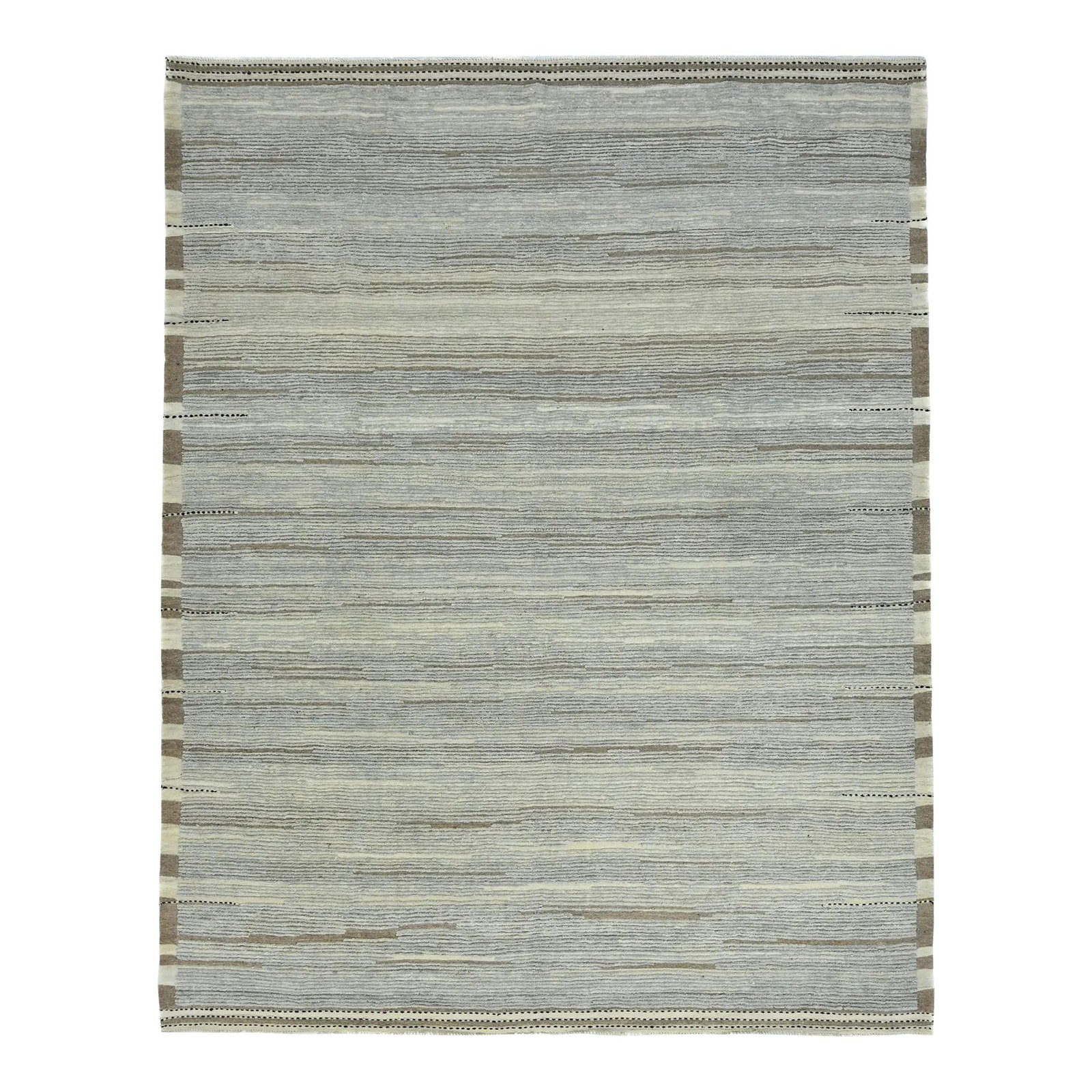 Contemporary Handmade Moroccan Wool Rug Light Blue Abstract 9'3 x 11'11: Contemporary Handmade Moroccan Wool Rug Light Blue Abstract 9'3 x 11'11 Elevate your space with this exquisite handmade Moroccan-style wool rug, featuring a contemporary design that harmonizes a gray