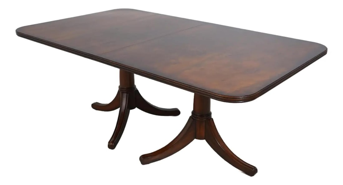 Maitland Smith Mahogany Double Pedestal Dining Table with Leaf (1 of 10)