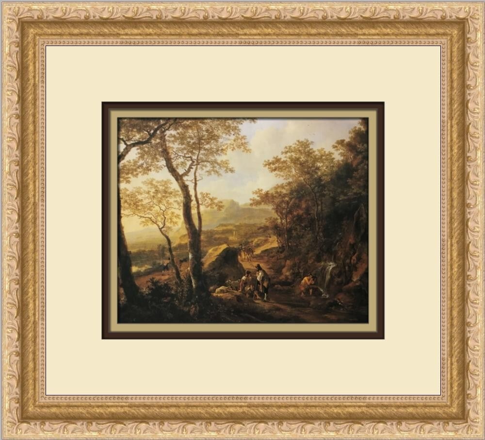 Jan Both A Rocky Italian Landscape Custom Framed Print 12 x 13: Jan Both A Rocky Italian Landscape Custom Framed Print 12 x 13 This exquisite custom framed print titled "A Rocky Italian Landscape" by artist Jan Both captures the beauty of the Italian countryside t