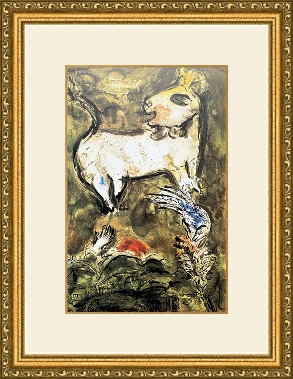 Marc Chagall Jerusalem Windows Donkey Bird Hand Custom Framed Art Print: Marc Chagall Jerusalem Windows Donkey Bird Hand Custom Framed Art Print This stunning print, titled "Jerusalem Windows: Donkey, Bird, Hand," captures the essence of Marc Chagall's modernist style. It