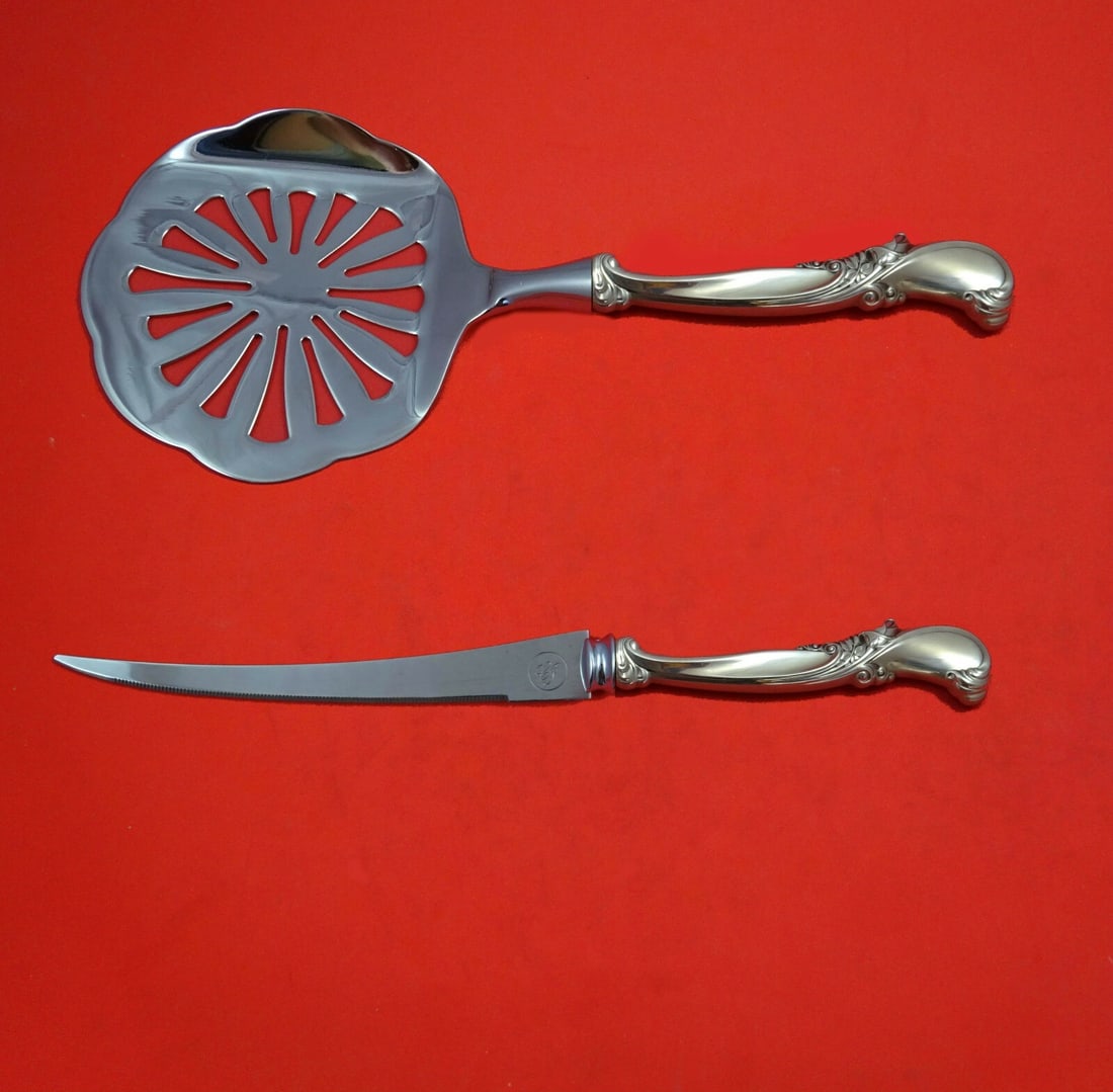 Wallace Waltz of Spring Sterling Silver Tomato Serving Set 2pc: Wallace Waltz of Spring Sterling Silver Tomato Serving Set 2pc Introducing the exquisite "Waltz of Spring" Tomato Serving Set by Wallace. This custom-made 2-piece hostess set features a stunning sterl