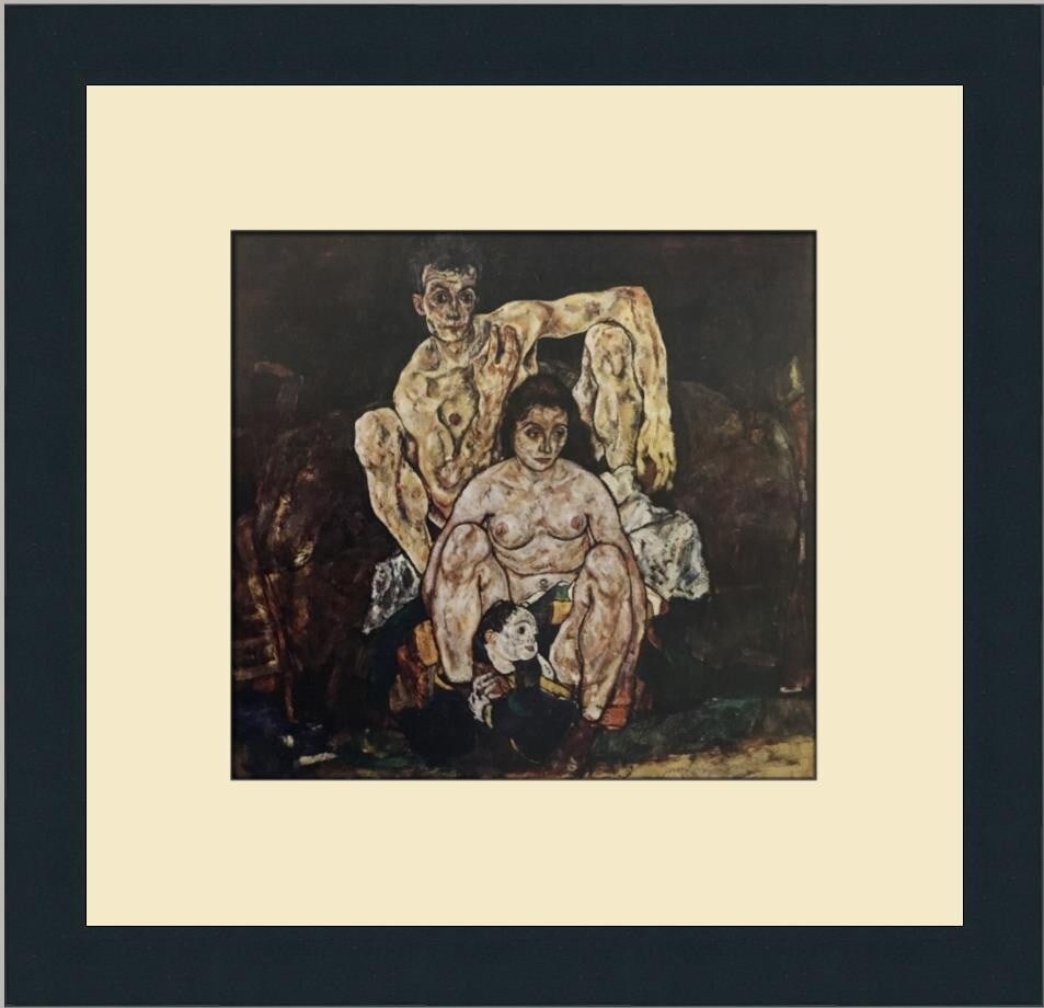Egon Schiele The Family Custom Framed Surrealism Print 14x14: Egon Schiele The Family Custom Framed Surrealism Print 14x14 This captivating custom framed print by renowned artist Egon Schiele features the title "The Family," showcasing a surrealistic depiction o