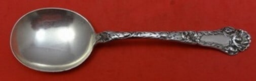 Gorham Poppy Pattern Sterling Silver Gumbo Soup Spoon 6.625 In: Gorham Poppy Pattern Sterling Silver Gumbo Soup Spoon 6.625 In This vintage gumbo soup spoon is part of the Poppy pattern by Gorham, crafted from high-quality sterling silver. Measuring 6 5/8 inches,