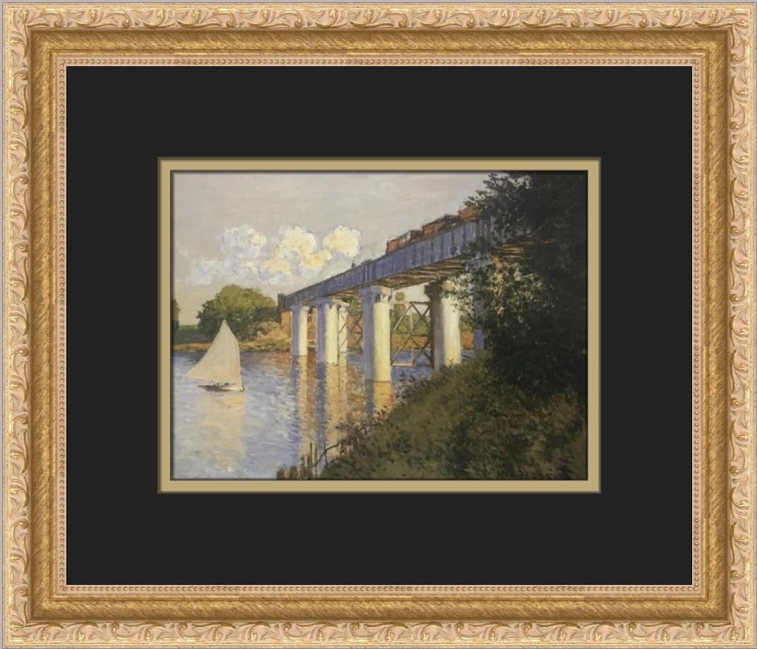 Claude Monet The Railroad Bridge at Argenteuil Custom Framed Print 12 x 14: Claude Monet The Railroad Bridge at Argenteuil Custom Framed Print 12 x 14 Presenting a stunning custom-framed print of Claude Monet's iconic artwork, "The Railroad Bridge at Argenteuil." This medium-
