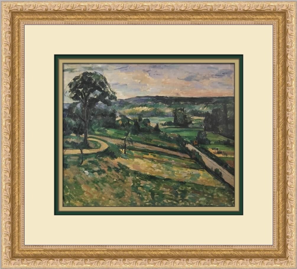 Paul Cezanne The Tree by the Bend Custom Framed Art Print: Paul Cezanne The Tree by the Bend Custom Framed Art Print Presenting a stunning custom framed print of Paul Cezanne's "The Tree by the Bend." This artwork showcases a beautiful landscape in the Impres