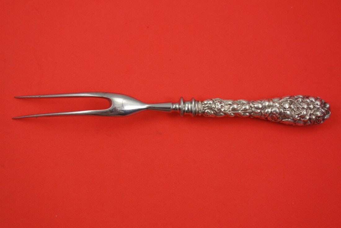 Schofield Baltimore Rose Sterling Silver Steak Carving Fork 8.5": Schofield Baltimore Rose Sterling Silver Steak Carving Fork 8.5" This exquisite Baltimore Rose steak carving fork by Schofield is crafted from high-quality sterling silver and features a hollow handle