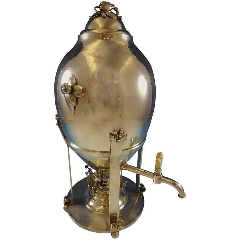 Randahl Sterling Silver Hot Water Urn #1350 Hand Wrought Scandinavian Design: Randahl Sterling Silver Hot Water Urn #1350 Hand Wrought Scandinavian Design This monumental hot water urn, crafted by Randahl, showcases exquisite Scandinavian design from the early 20th century. Mad