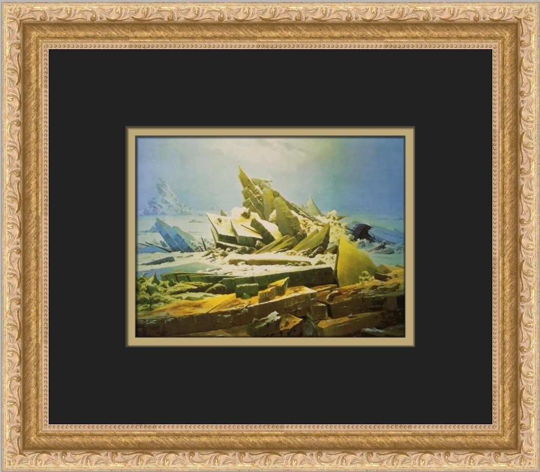 Caspar David Friedrich Arctic Shipwreck Custom Framed Print 11x13: Caspar David Friedrich Arctic Shipwreck Custom Framed Print 11x13 This stunning custom framed print titled 'The Arctic Shipwreck' by artist Caspar David Friedrich showcases remarkable realism in art.
