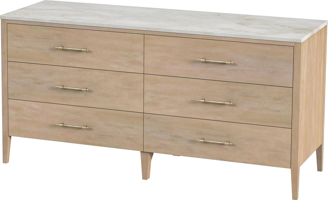 Butler Marble Top Dresser in Light Brown and White Finish (1 of 7)