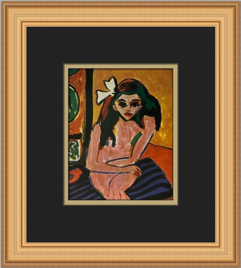 Ernst Ludwig Kirchner Marcella Custom Framed Art Print 12 x 11: Ernst Ludwig Kirchner Marcella Custom Framed Art Print 12 x 11 This exquisite custom framed print titled 'Marcella' features the artwork of renowned artist Ernst Ludwig Kirchner. Measuring 12 in. by 1