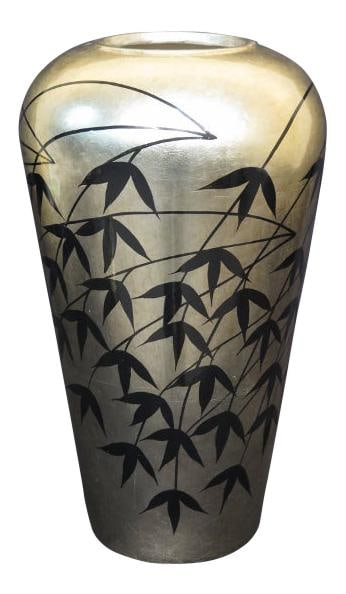 Jonathan Richard Silver Bamboo Design Vase 7w x 7d x 13h: Jonathan Richard Silver Bamboo Design Vase 7w x 7d x 13h Elevate your space with this stunning Jonathan Richard Modern Design Vase, featuring a striking silver finish complemented by a unique black ba