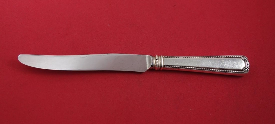 Blackinton Scroll and Bead Sterling Silver Knife 8 7/8 inches: Blackinton Scroll and Bead Sterling Silver Knife 8 7/8 inches This exquisite regular knife features the elegant Scroll and Bead pattern by Blackinton, crafted from high-quality sterling silver. It boa