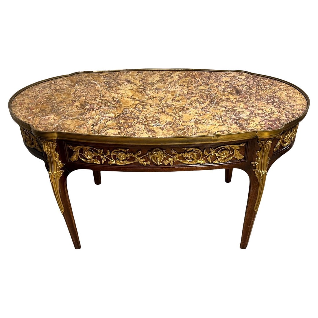 Mahogany and Marble Coffee Table with Gilt Bronze Mounts Louis XVI Style (1 of 18)