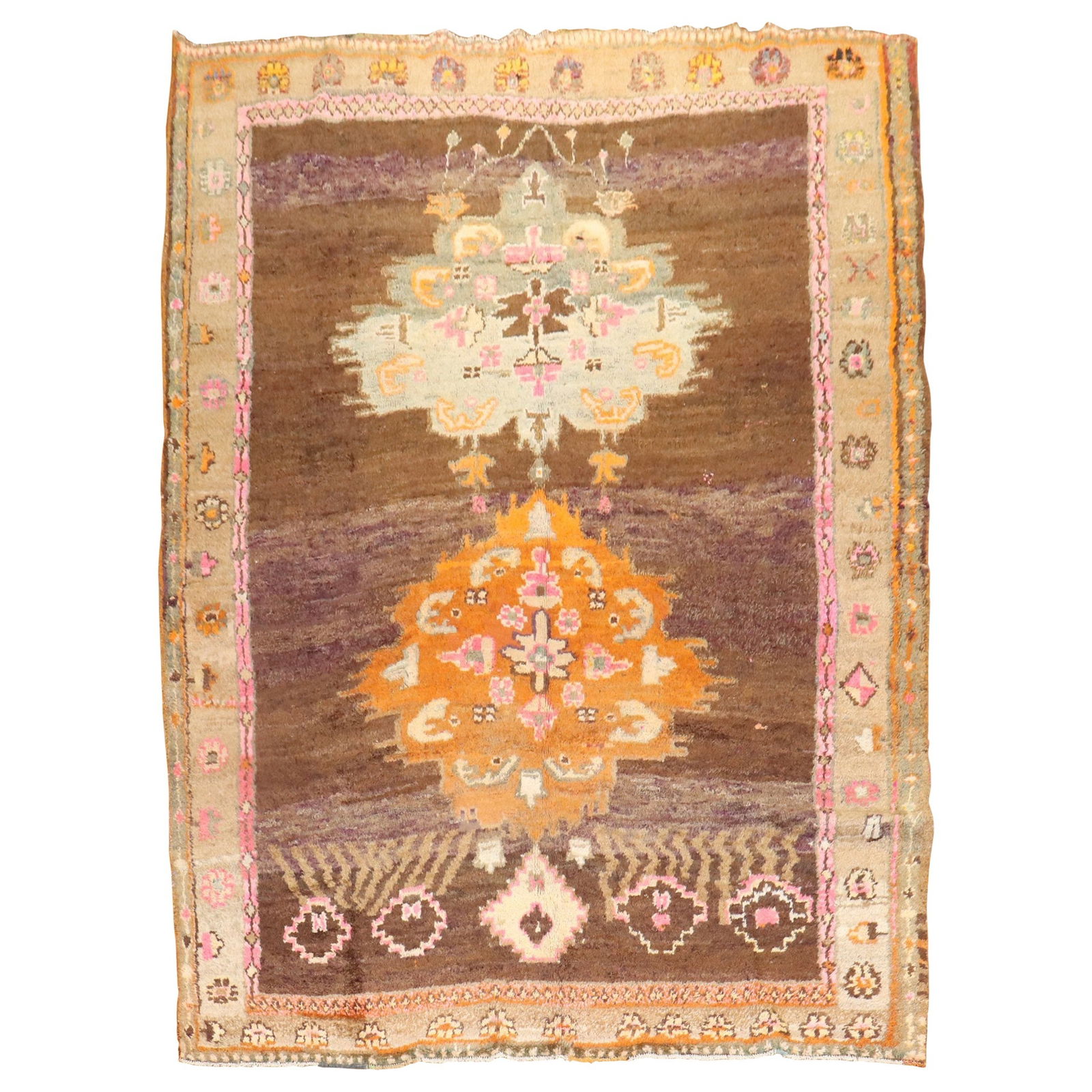 Zabihi Collection Floral Kars Rug 20th Century Hand-Knotted Wool Turkey: Zabihi Collection Floral Kars Rug 20th Century Hand-Knotted Wool Turkey Experience the beauty of this 20th Century Turkish Kars rug, featuring a stunning Arts and Crafts style with two floral medallio
