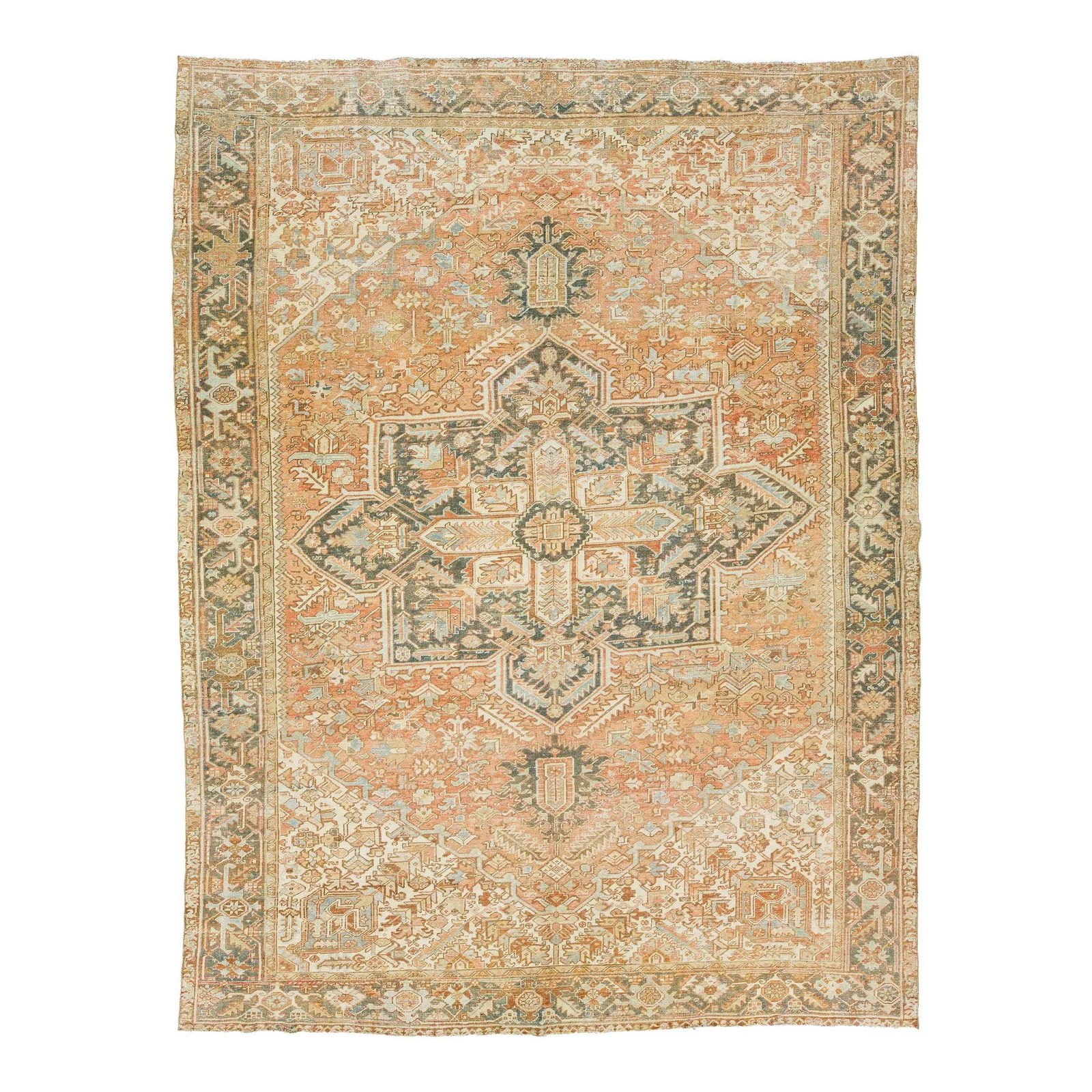 Antique Persian Heriz Wool Rug 9'7 x 12'7 Medallion Design (1 of 9)