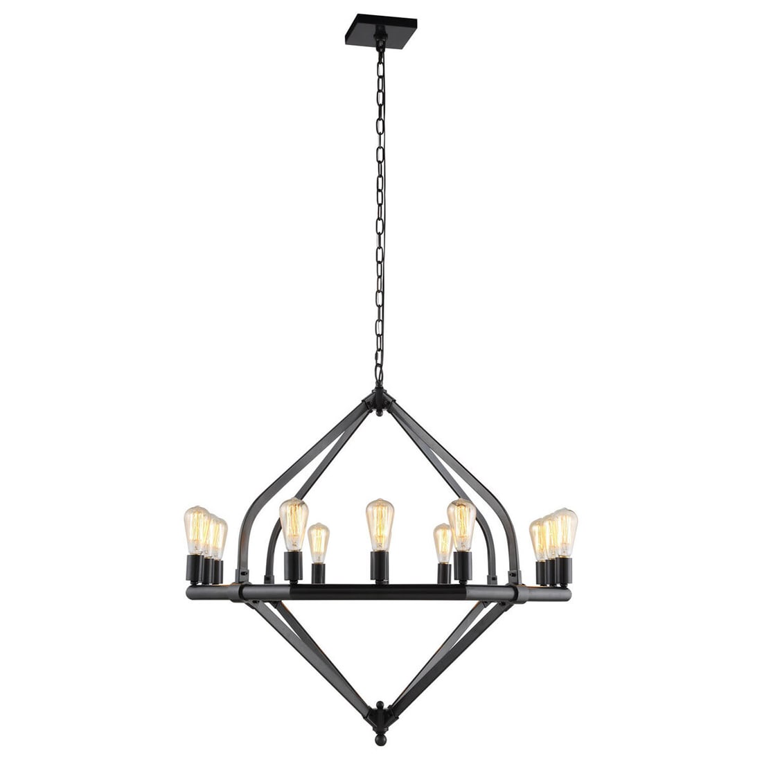 Illumina 12 Light Bronze Modern Chandelier 39 Inch Metal Pendant Fixture: Illumina 12 Light Bronze Modern Chandelier 39 Inch Metal Pendant Fixture This modern 12-light chandelier features a geometric bronze-finished metal frame, making it a striking addition to entryways, f