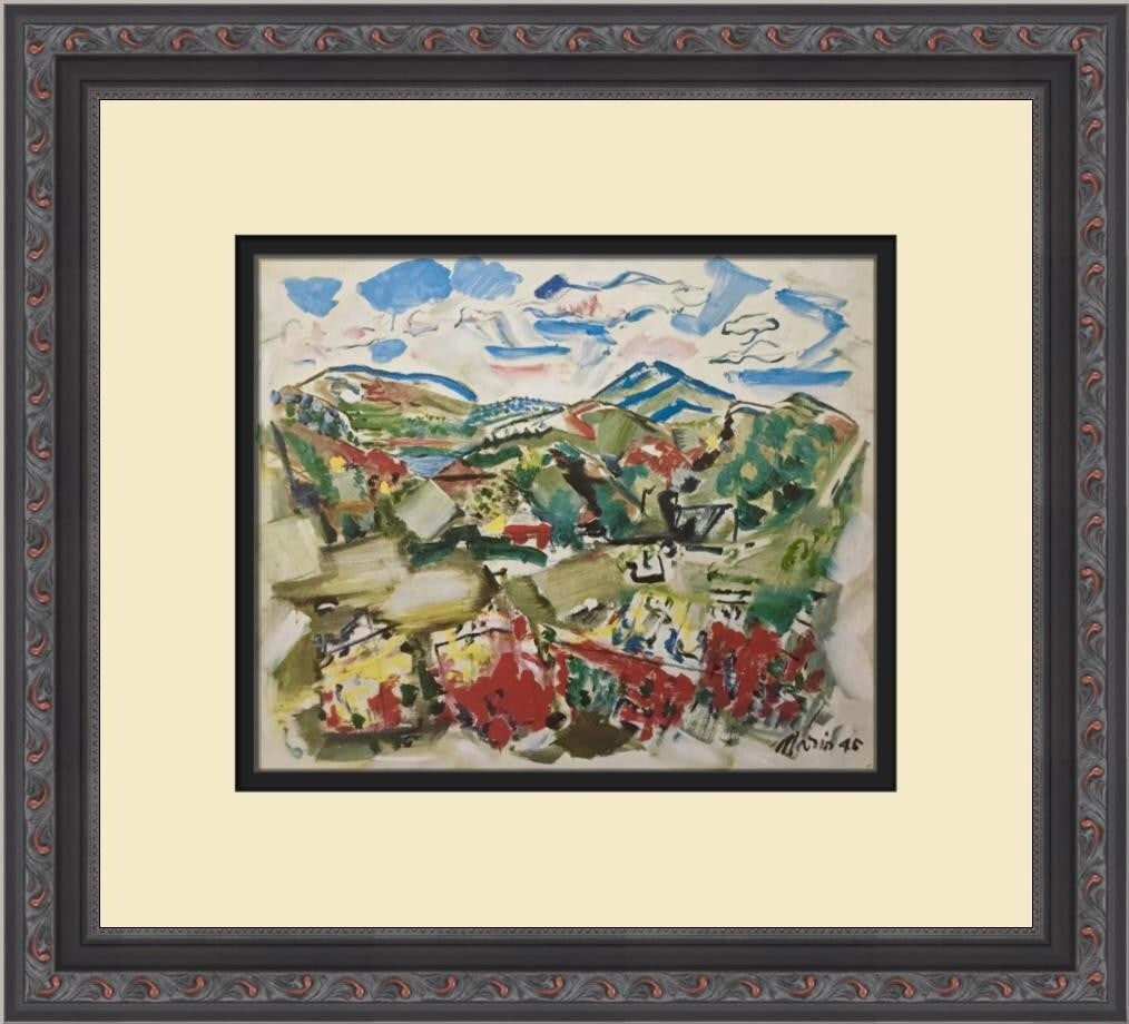 John Marin Tunk Mountain in Autumn Custom Framed Print 12 x 14: John Marin Tunk Mountain in Autumn Custom Framed Print 12 x 14 This custom framed print titled "Mountain in Autumn in Maine" by artist John Marin Tunk is a stunning representation of expressionism and
