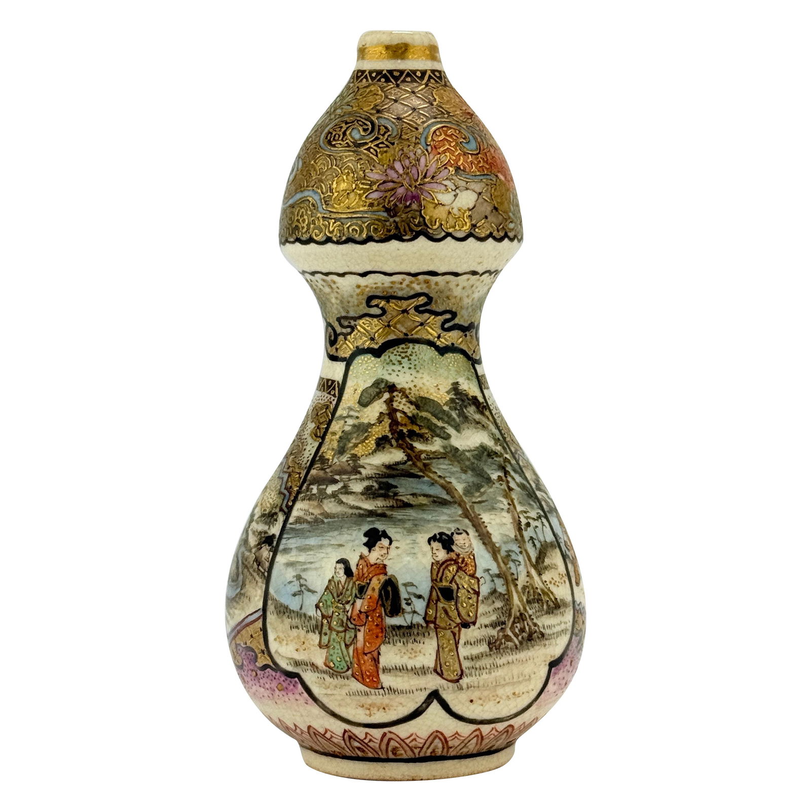 Rare Miniature Satsuma Porcelain Gourd Vase Meiji Era Japan (1 of 8)