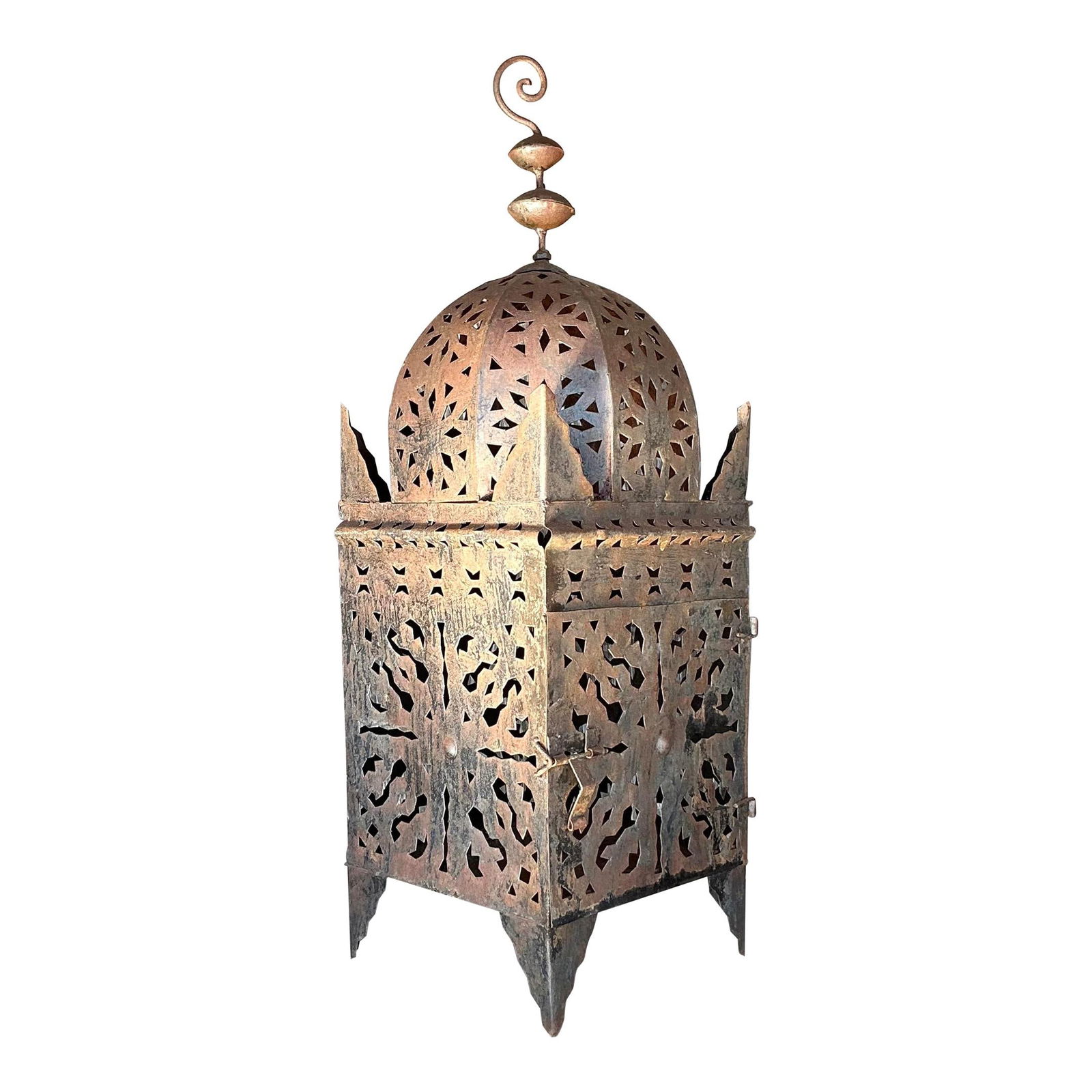 Vintage Boho Sienna Punch Cut Metal Lantern 10 x 10 x 29 (1 of 6)