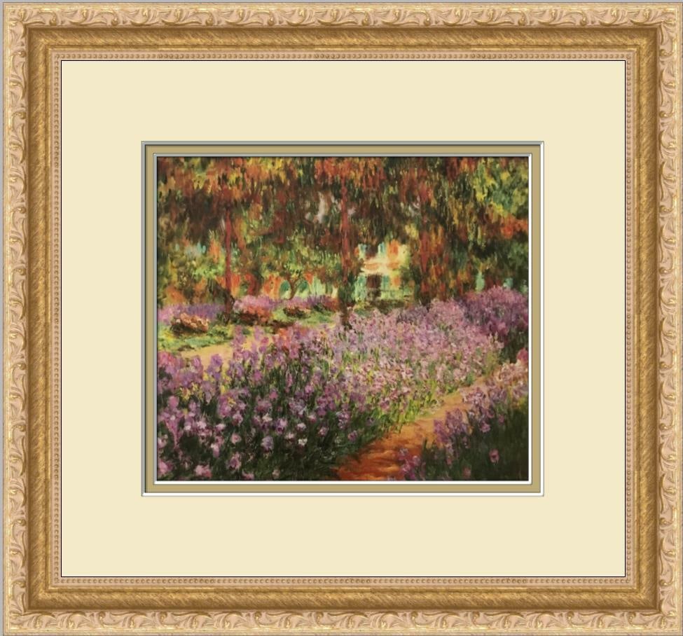 Claude Monet The Garden at Giverny Custom Framed Art Print: Claude Monet The Garden at Giverny Custom Framed Art Print This stunning print features Claude Monet's "The Garden at Giverny," beautifully matted and custom framed. The artwork is produced using offs