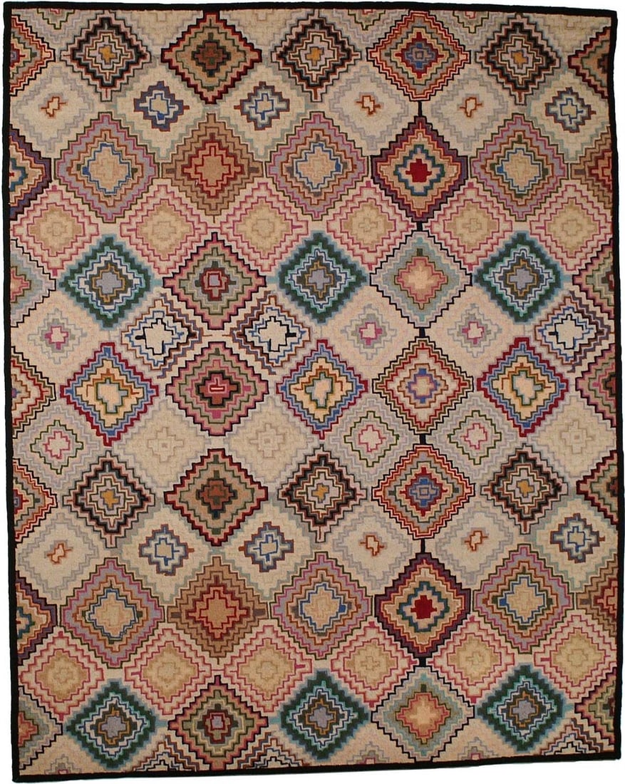 Antique Style 2x4 Navajo Hooked Wool Rug Medium Beige (1 of 1)