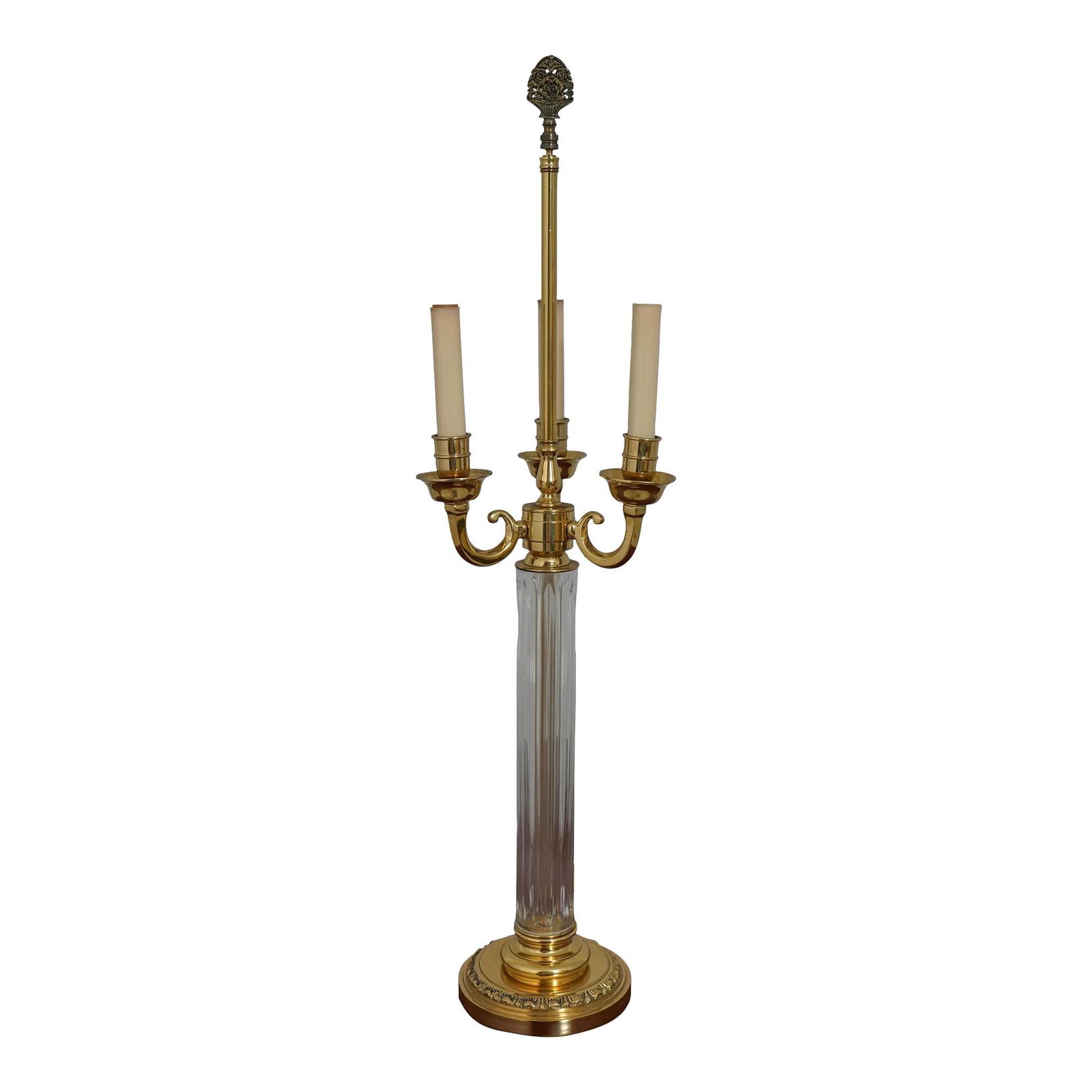 Regency Style Candelabra Brass Table Lamp with Glass Column (1 of 10)