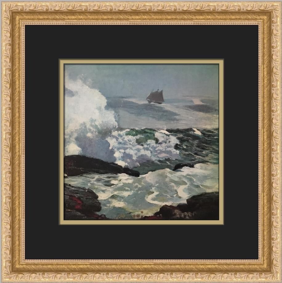 Winslow Homer On a Lee Shore Custom Framed Print 14x14 Art: Winslow Homer On a Lee Shore Custom Framed Print 14x14 Art This stunning custom framed print, titled "On a Lee Shore" by renowned artist Winslow Homer, showcases a beautiful landscape in a harmonious