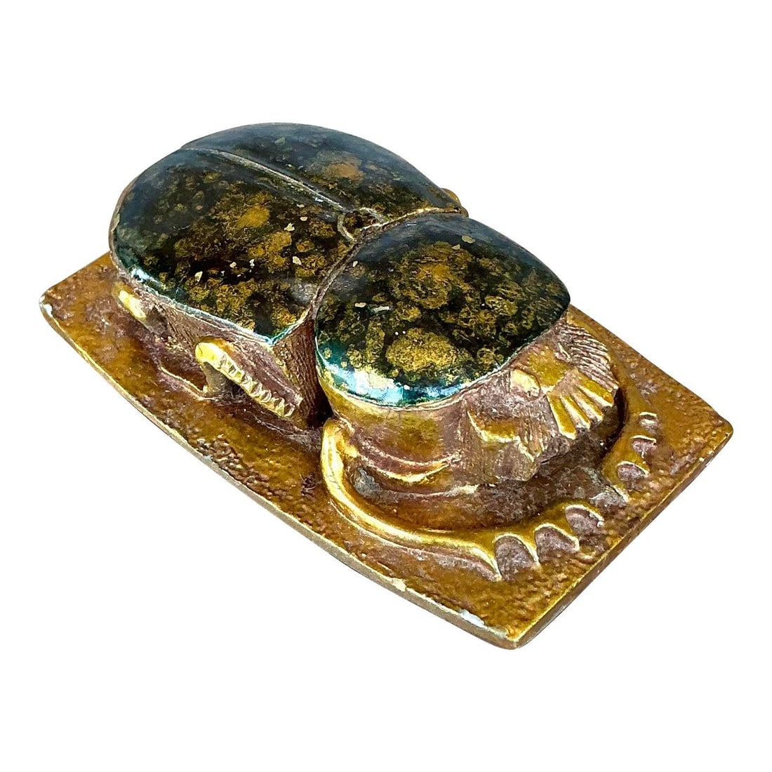 Vintage Boho Gilt Tipped Scarab Sculpture Decorative Accent: Vintage Boho Gilt Tipped Scarab Sculpture Decorative Accent Discover the enchanting allure of this Late 20th Century Vintage Boho Gilt Tipped Scarab Sculpture. This decorative piece embodies ancient