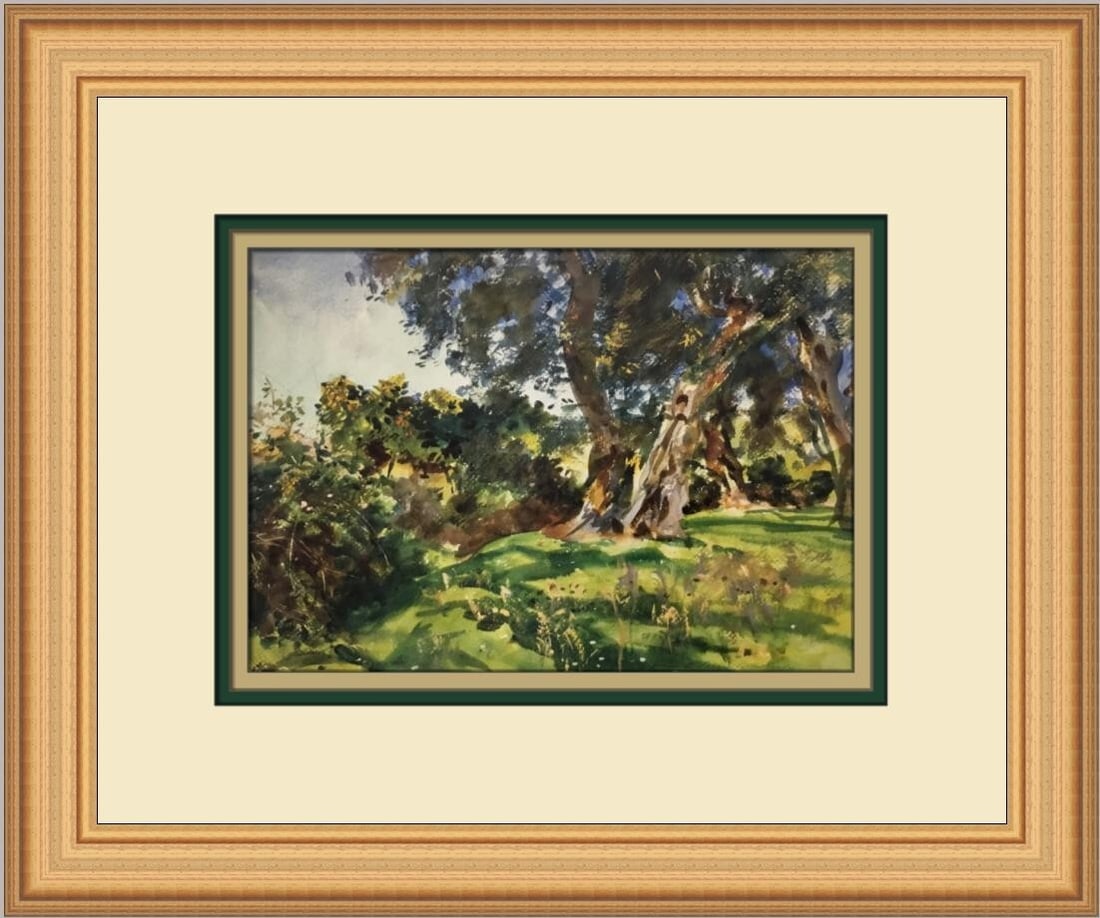 John Singer Sargent Olive Trees in Corfu Custom Framed Art Print: John Singer Sargent Olive Trees in Corfu Custom Framed Art Print This exquisite custom framed print features the artwork "Olive Trees in Corfu" by renowned artist John Singer Sargent. Measuring 12