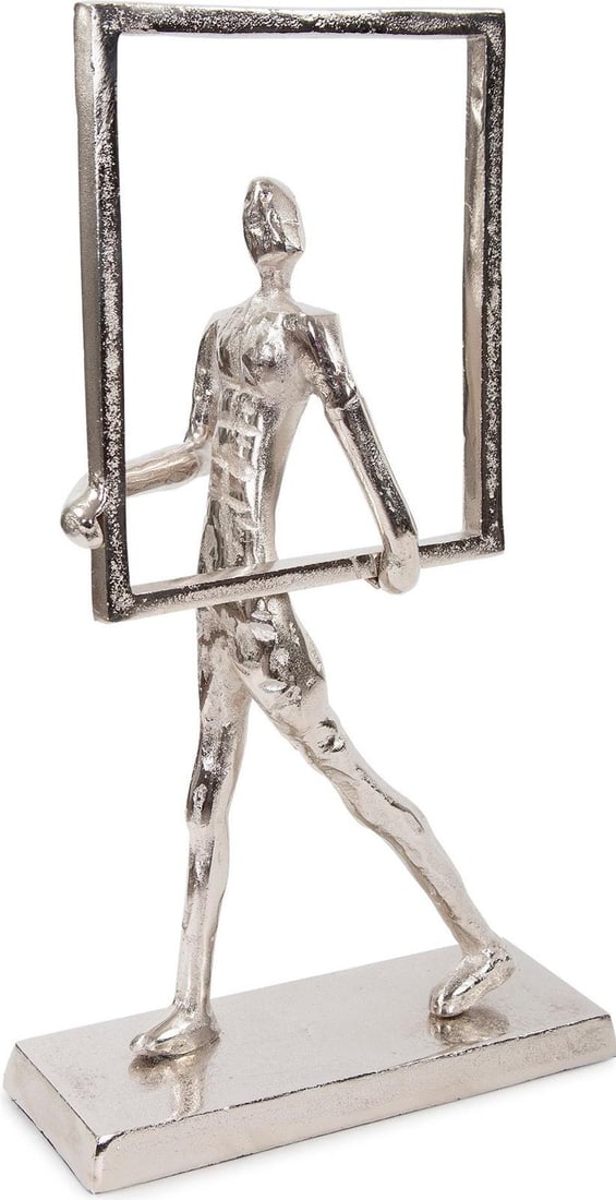 Howard Elliott Rough Nickel Man Square Frame Sculpture: Howard Elliott Rough Nickel Man Square Frame Sculpture Discover the stunning "Exquisite Battle with Polished Frame Artwork," a captivating piece that features a unique design of a man with a square fr
