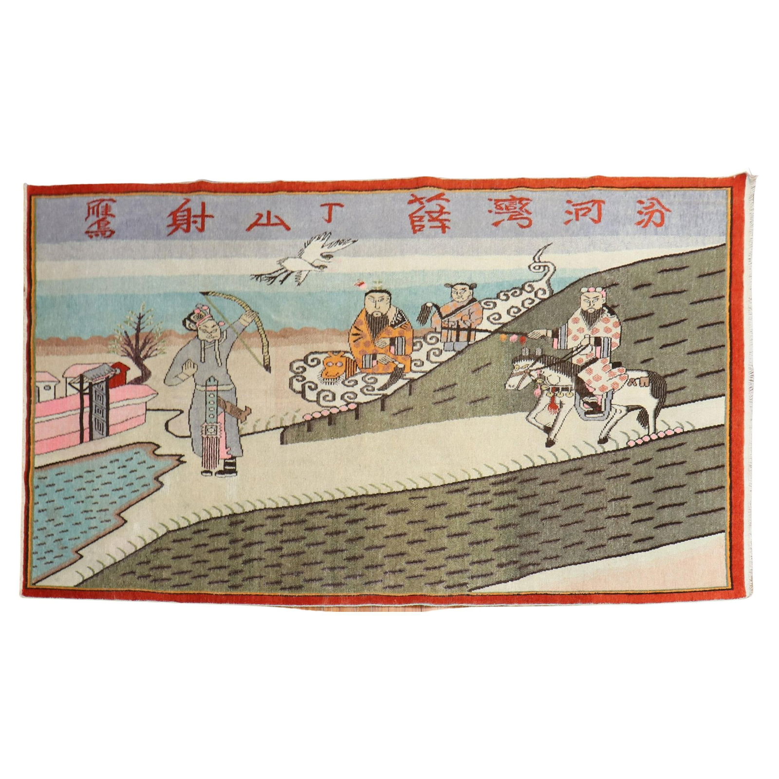 Signed Early 20th Century Samarkand Khotan Wool Rug 68 x 104 in: Signed Early 20th Century Samarkand Khotan Wool Rug 68 x 104 in This exquisite early 20th century East Turkestan Khotan pictorial rug showcases a stunning Bohemian style, bringing a touch of heritage