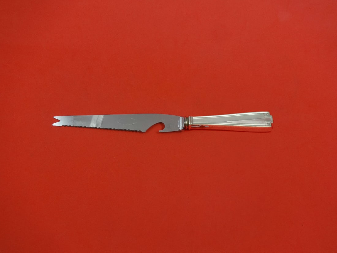 Gorham Etruscan Sterling Silver Bar Knife 9.125 Custom Made: Gorham Etruscan Sterling Silver Bar Knife 9.125 Custom Made This exquisite Etruscan bar knife, crafted by Gorham, showcases a beautiful pattern that reflects timeless elegance. Made of high-quality st