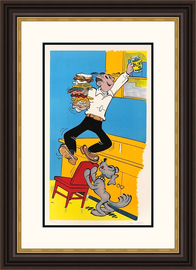 Blondie A Well Balanced Snack Dean Young Signed Lithograph L/ED Framed Print: Blondie A Well Balanced Snack Dean Young Signed Lithograph L/ED Framed Print This striking limited edition lithograph titled "A Well Balanced Snack" features beloved comic characters from the Blondie