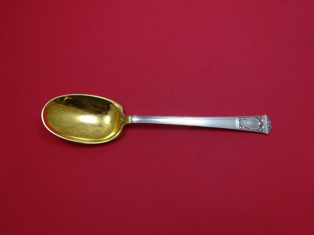 Tiffany & Co San Lorenzo Sterling Silver Salad Serving Spoon Gold Washed 10 1/8 inches (1 of 1)