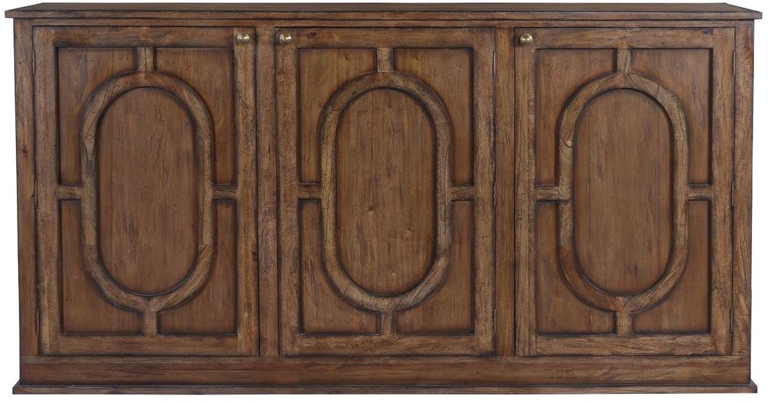 Braxton Three-Door Sideboard Rustic Pecan Solid Mango French Style: Braxton Three-Door Sideboard Rustic Pecan Solid Mango French Style Enhance your living space with the Braxton Three-Door Sideboard, a perfect blend of style and functionality. This sideboard features