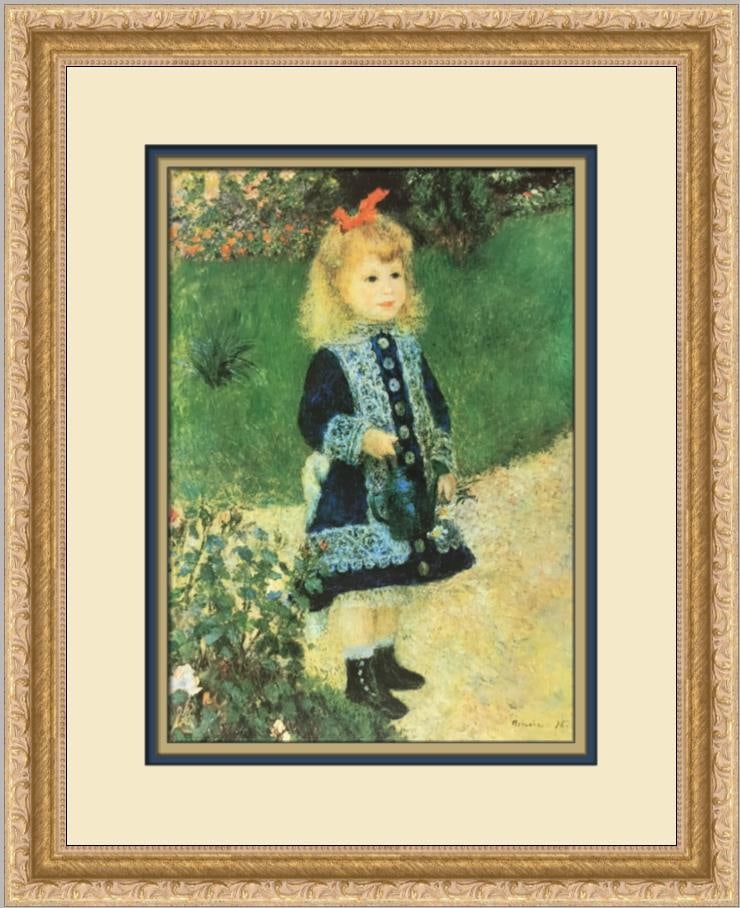 Pierre-Auguste Renoir Girl with Watering Can Custom Framed Print 14 x 18: Pierre-Auguste Renoir Girl with Watering Can Custom Framed Print 14 x 18 This exquisite custom framed print features Pierre-Auguste Renoir's iconic work, "Girl with Watering Can." Measuring 14 inches