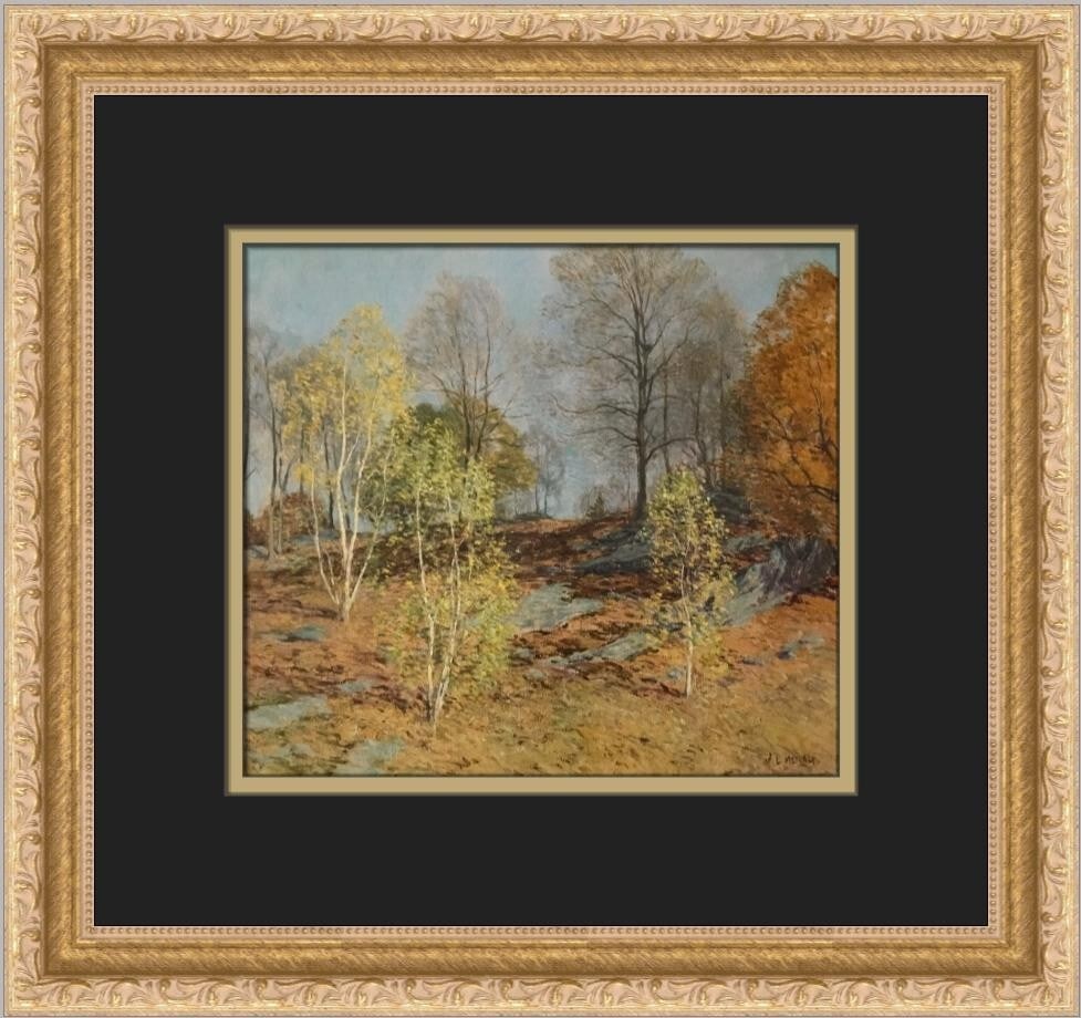 Willard Metcalf Young Birches In October Custom Framed Print 1987: Willard Metcalf Young Birches In October Custom Framed Print 1987 This exquisite custom framed print titled 'Young Birches In October' by artist Willard Metcalf captures the essence of nature with its