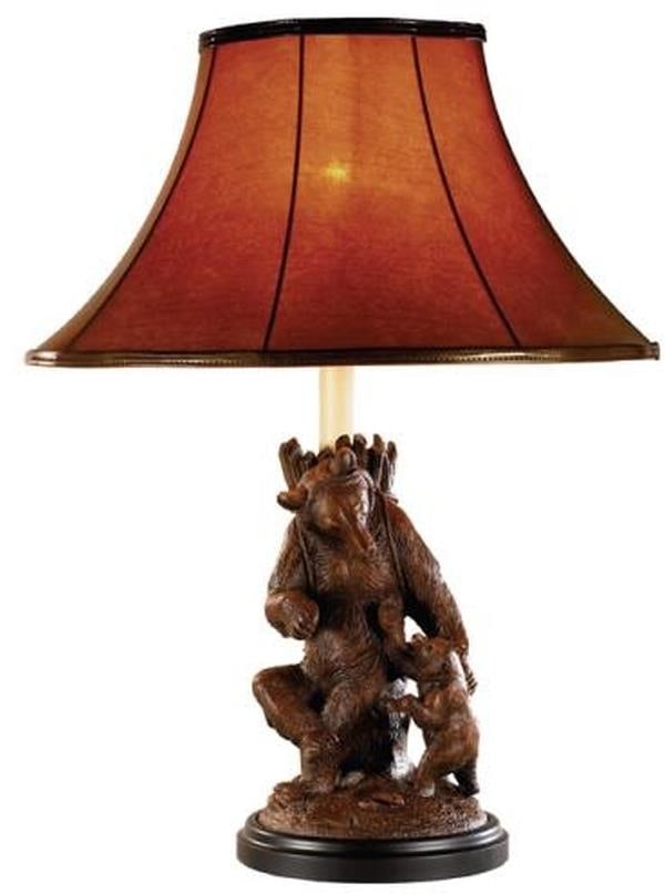 Charming Mountain Lodge Bear Lamp with Mica Shade: Charming Mountain Lodge Bear Lamp with Mica Shade This item is made at time of order. Please allow 42 to 70 days for production. Illuminate your space with this charming handcrafted bear lamp, featuri