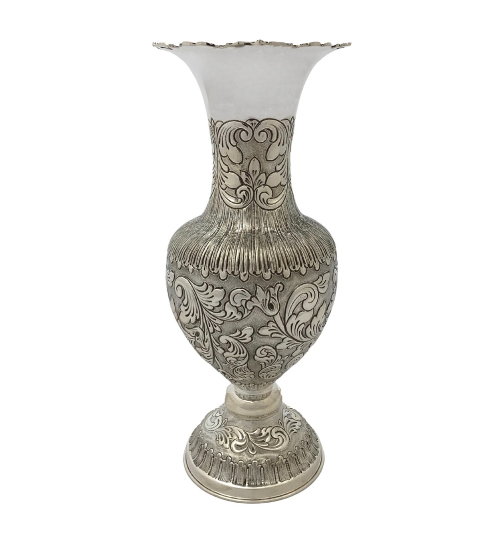 Handmade 925 Sterling Silver Ornate Flower Vase 14.75 Inches (1 of 3)