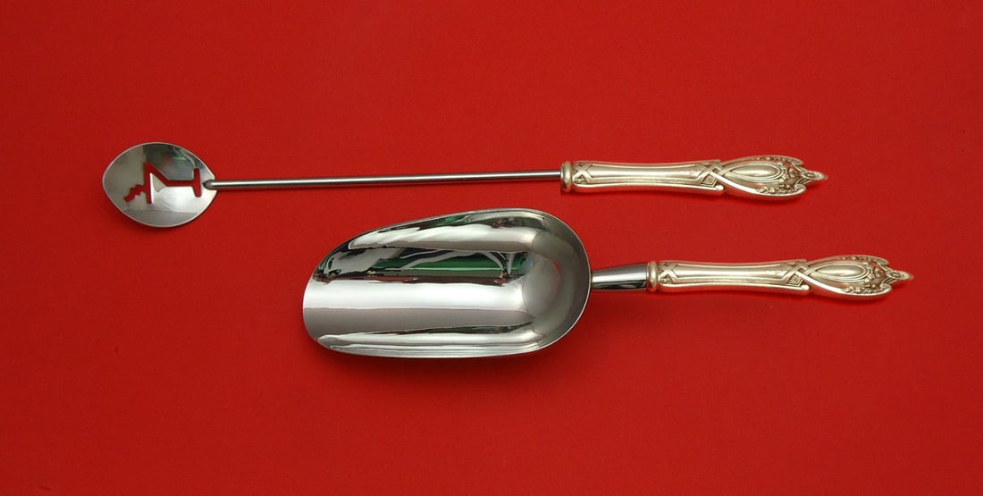 Monticello by Lunt Sterling Silver 2pc Bar Set Custom Made: Monticello by Lunt Sterling Silver 2pc Bar Set Custom Made This exquisite 2-piece bar set from the Monticello collection by Lunt is crafted from high-quality sterling silver with stainless steel compo